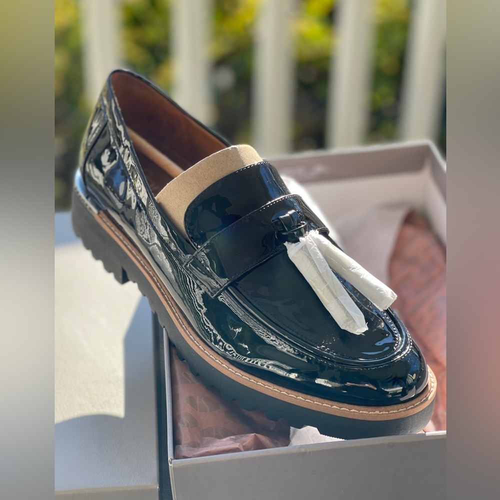 Franco Sarto Carolynn black patent leather loafers. Brand new with box, size 8.5